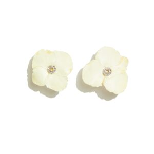 Small Hydrangea White Topaz - Hydrangea Studs in 14K White Gold